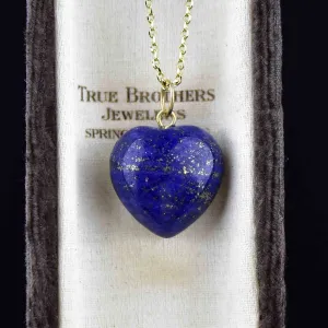 Gold Lapis Lazuli Heart Charm Necklace