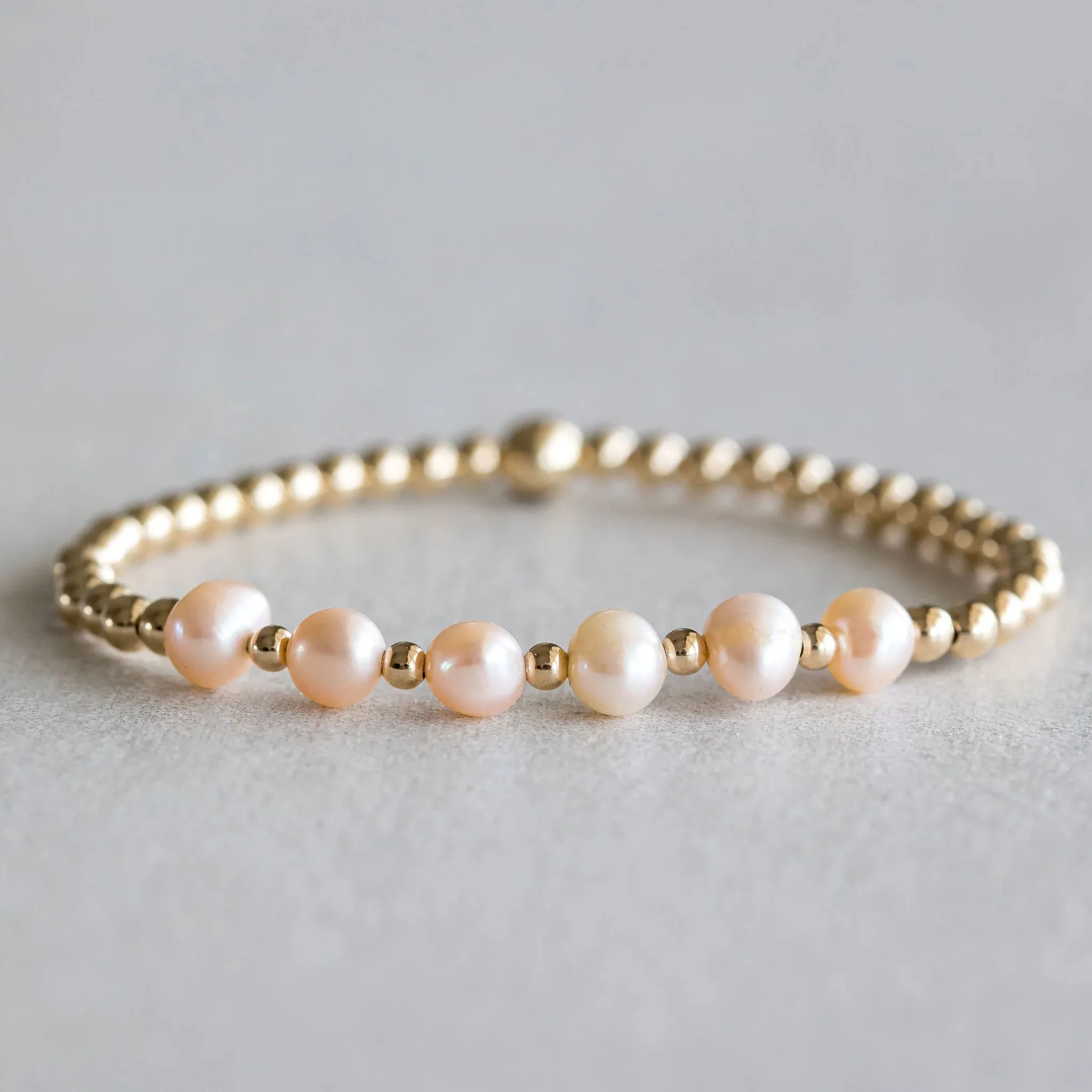 Gold Peach Pearl Bracelet