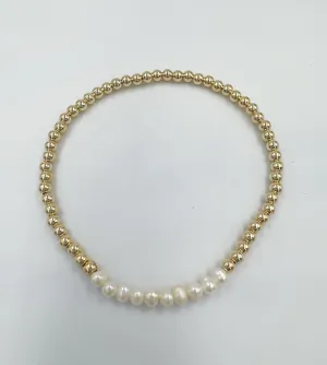 Gold Pearl Bar Bracelet