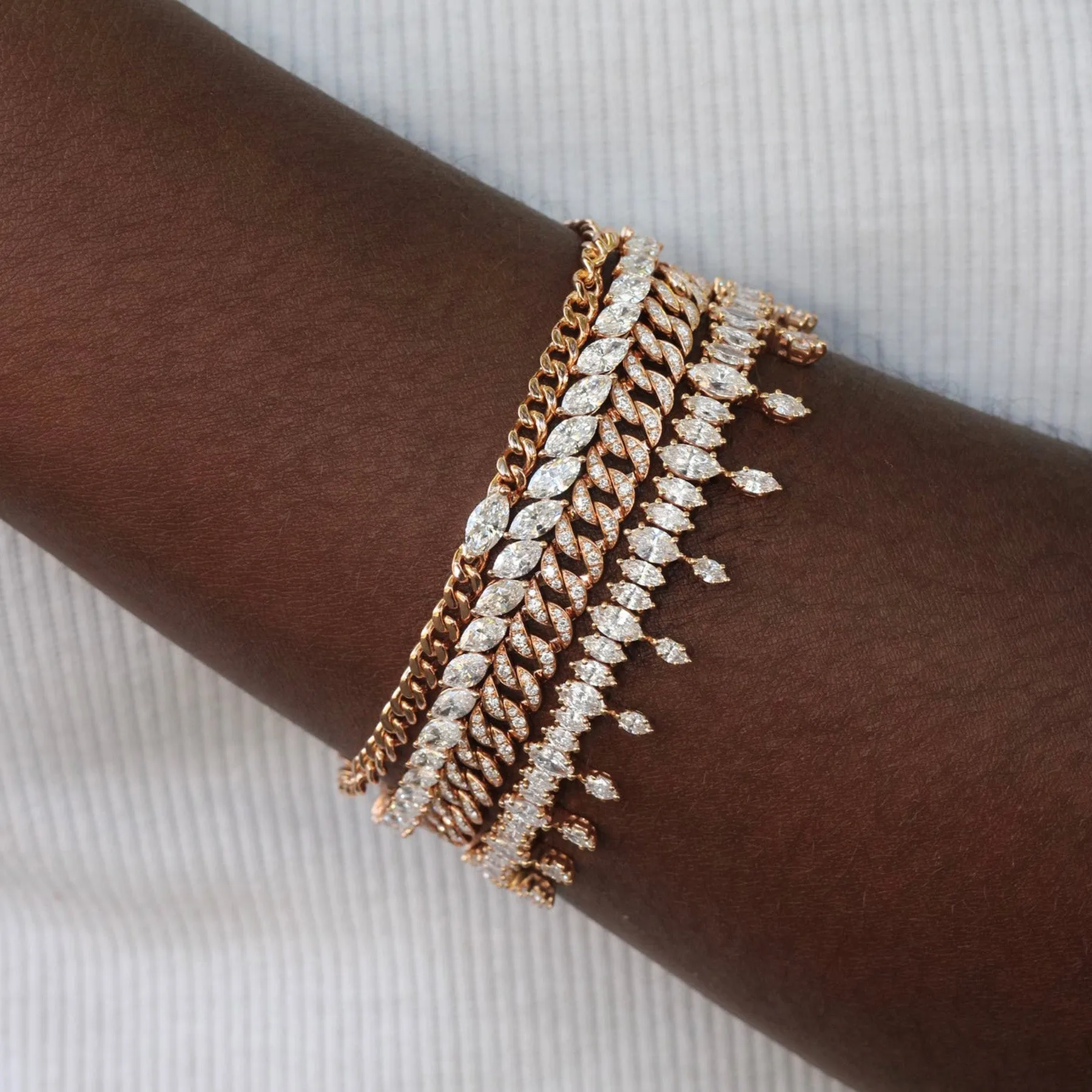 Graduated Sideways Marquise Diamond Bracelet