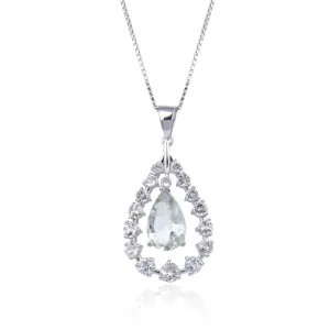 Green Amethyst Teardrop Pendant Necklace