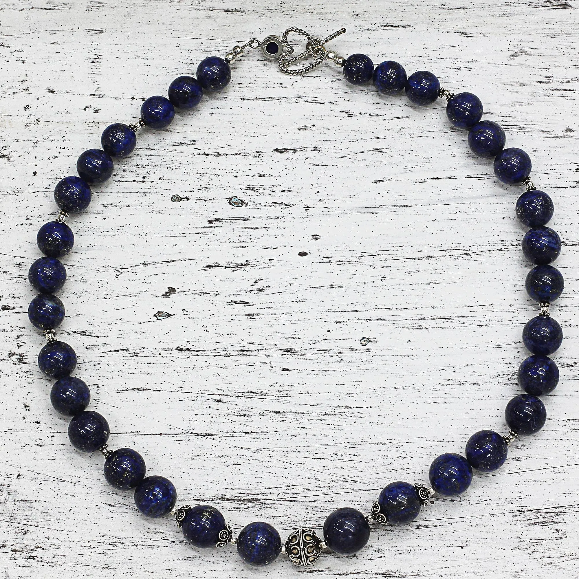 Indigo Allure Lapis Lazuli and Sterling Silver Necklace from India