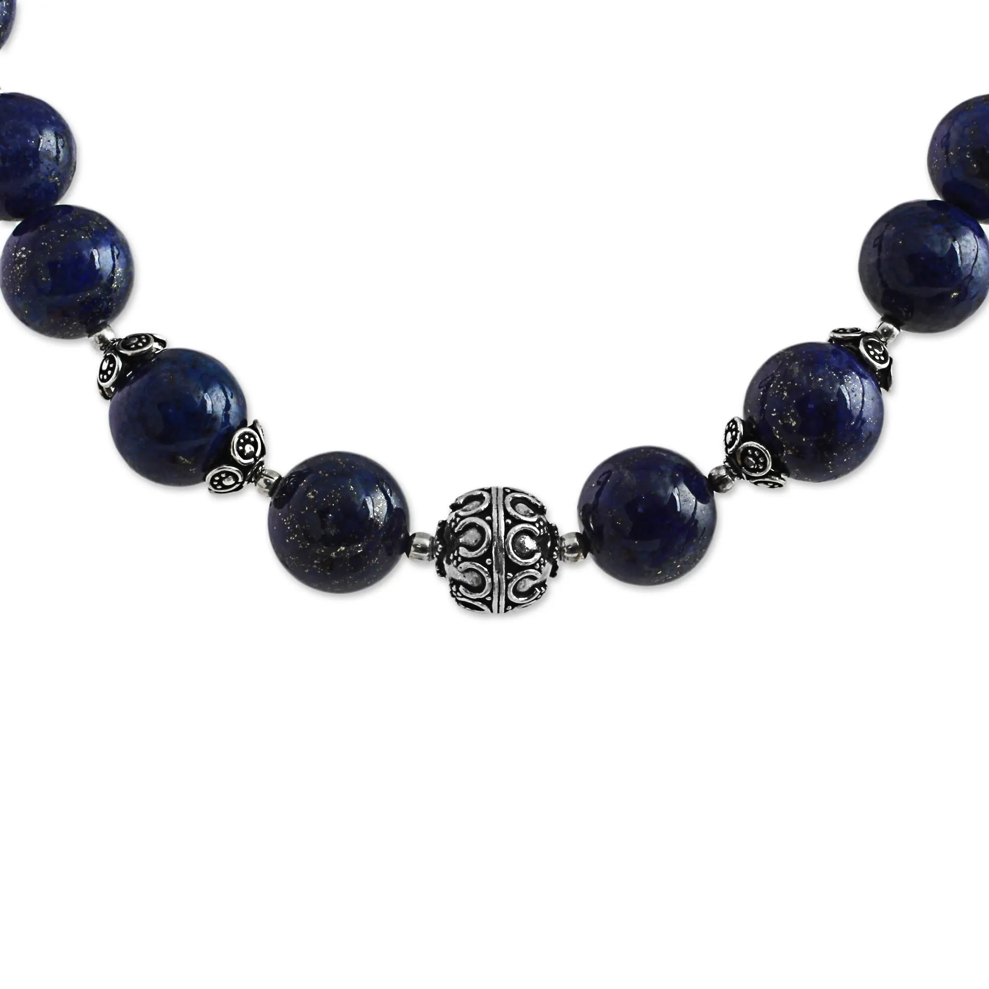 Indigo Allure Lapis Lazuli and Sterling Silver Necklace from India