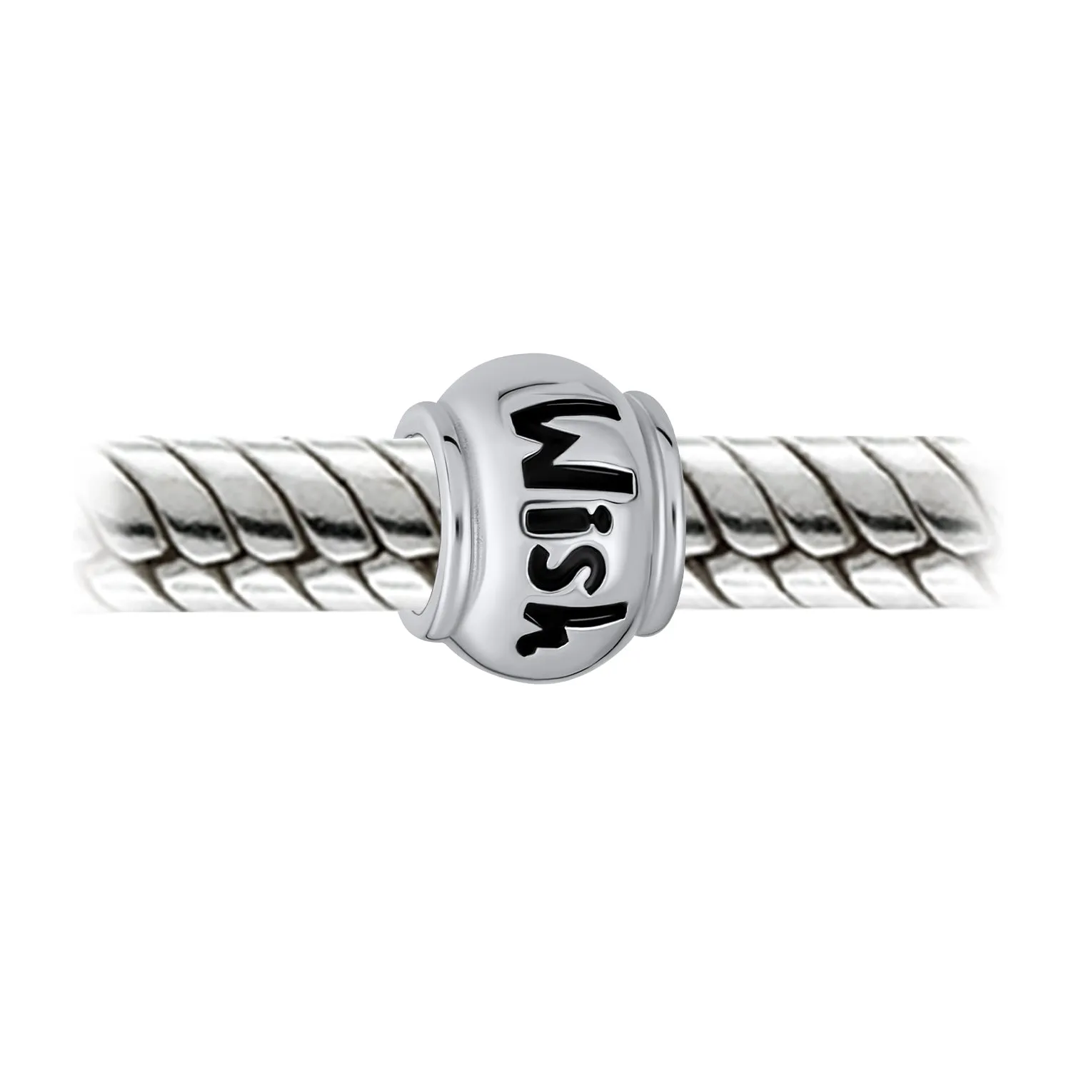 Inspirational Message Barrel Charm Bead .925 Sterling Silver