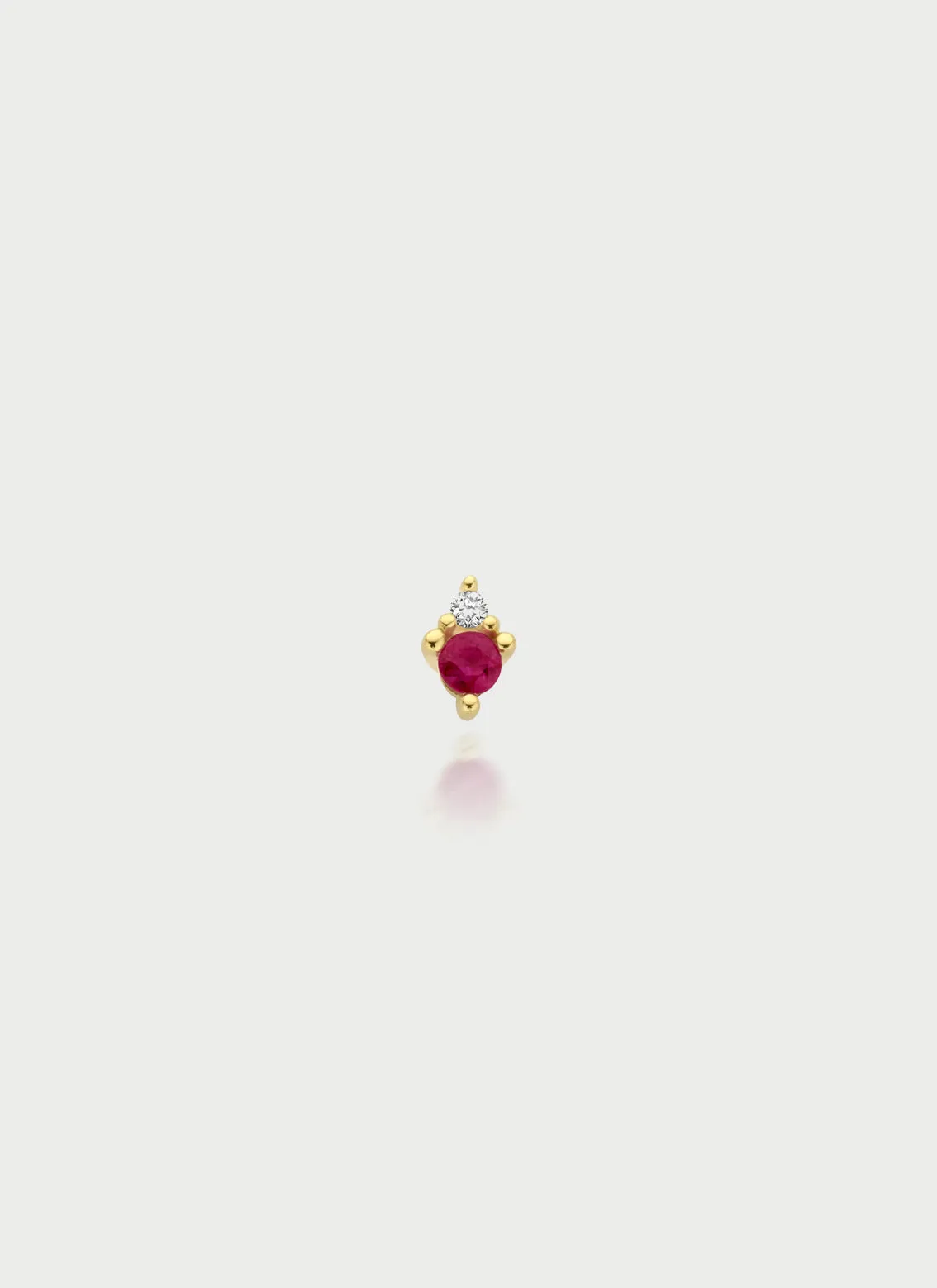 Jane diamond ruby single earstud 14k gold