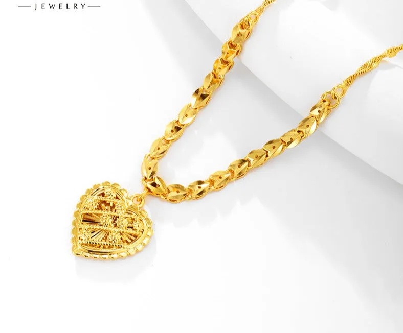 Jewelry Internet celebrity heart-shaped pendant water wave chain necklace retro temperament exquisite design love necklace for women