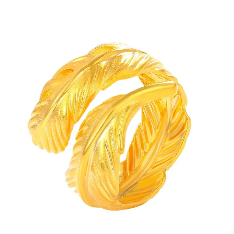 Jewelry simulated gold-plated love secret feather open ring fashionable personality female domineering ring