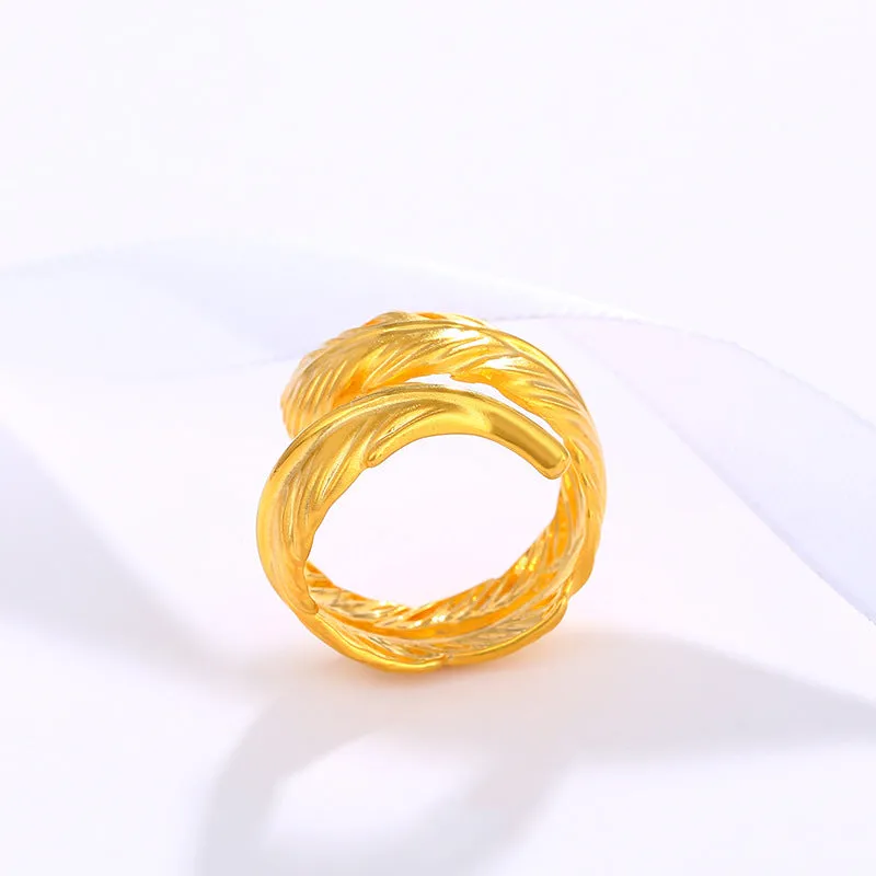 Jewelry simulated gold-plated love secret feather open ring fashionable personality female domineering ring