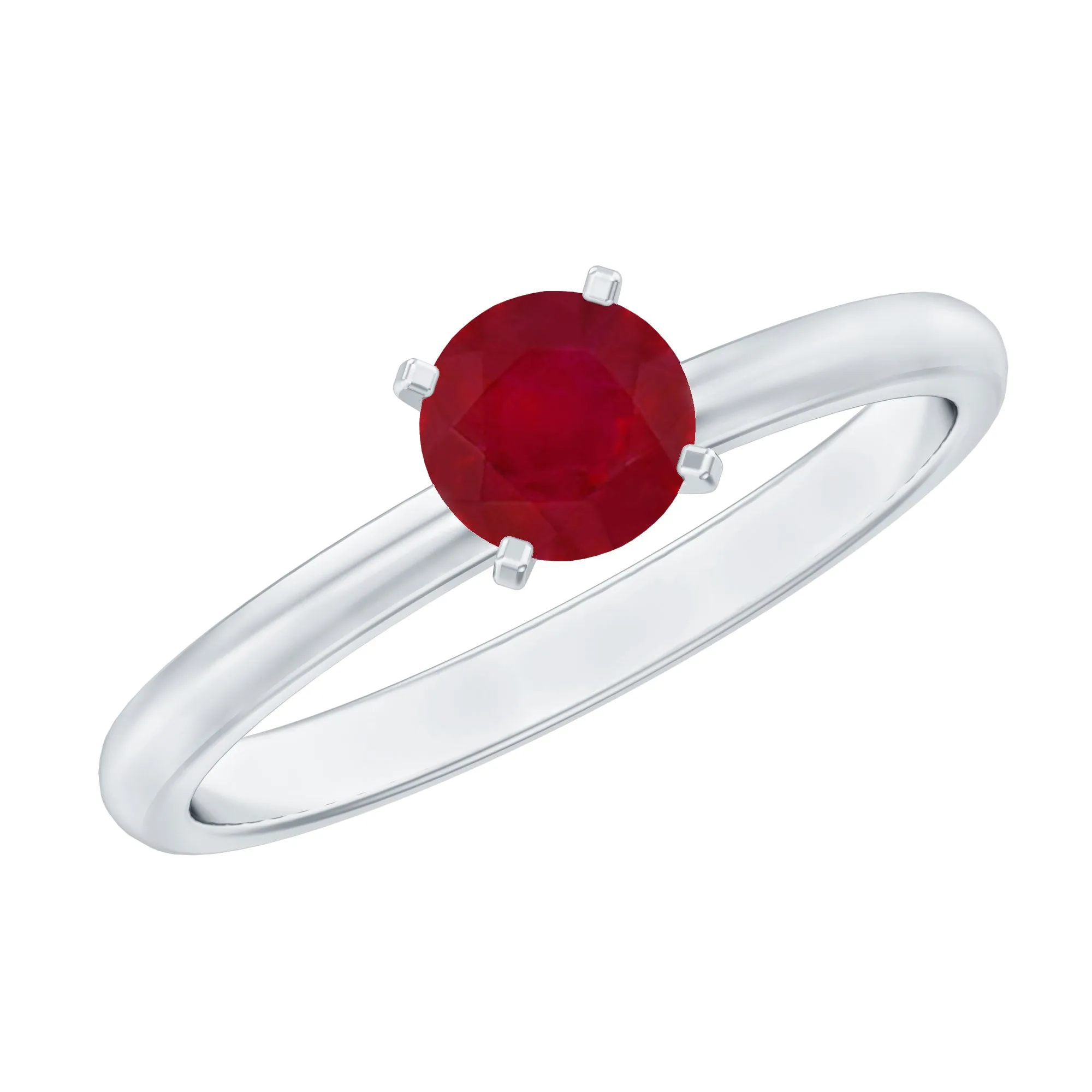 July Birthstone 5 MM Ruby Solitaire Ring in Peg Head Setting