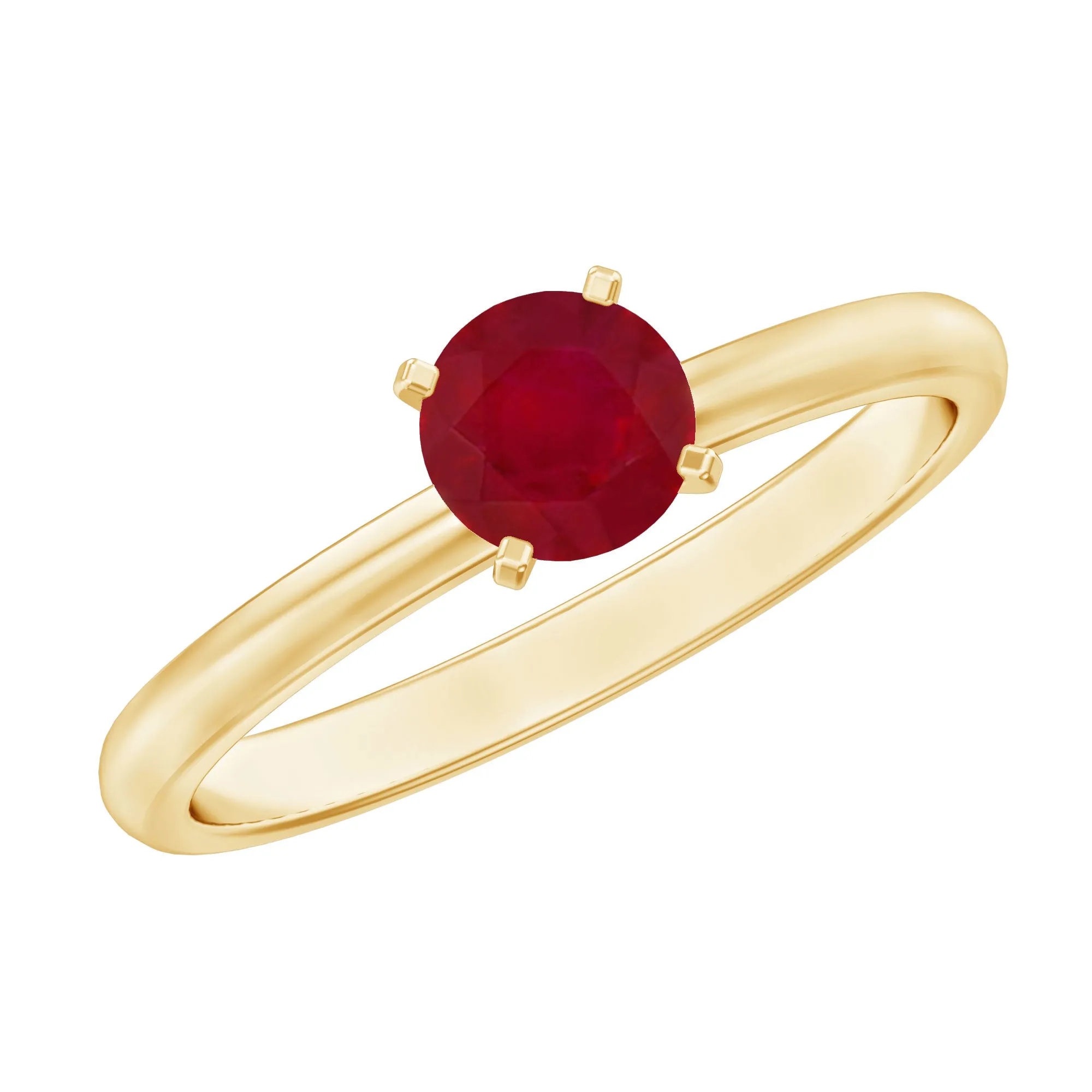 July Birthstone 5 MM Ruby Solitaire Ring in Peg Head Setting