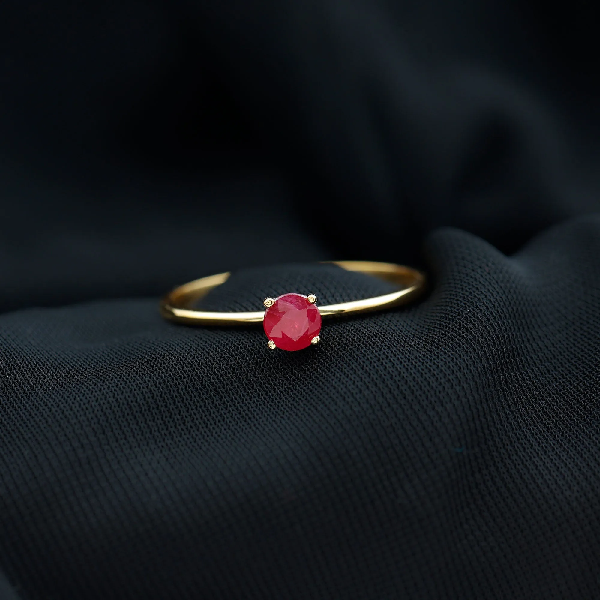 July Birthstone 5 MM Ruby Solitaire Ring in Peg Head Setting