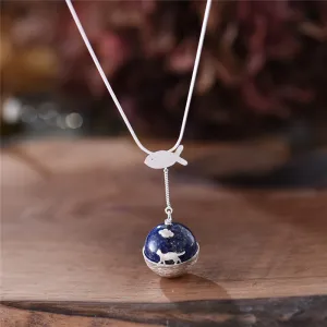 Lapis Lazuli Pendant Necklace in Sterling Silver Handmade Gemstone Jewelry For Women