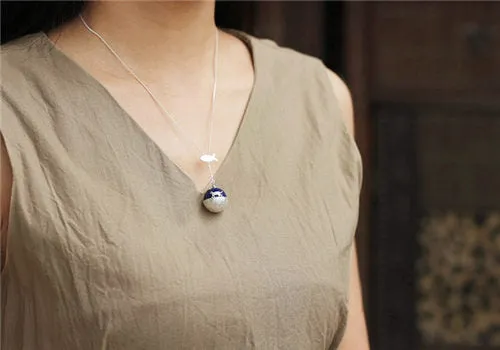 Lapis Lazuli Pendant Necklace in Sterling Silver Handmade Gemstone Jewelry For Women