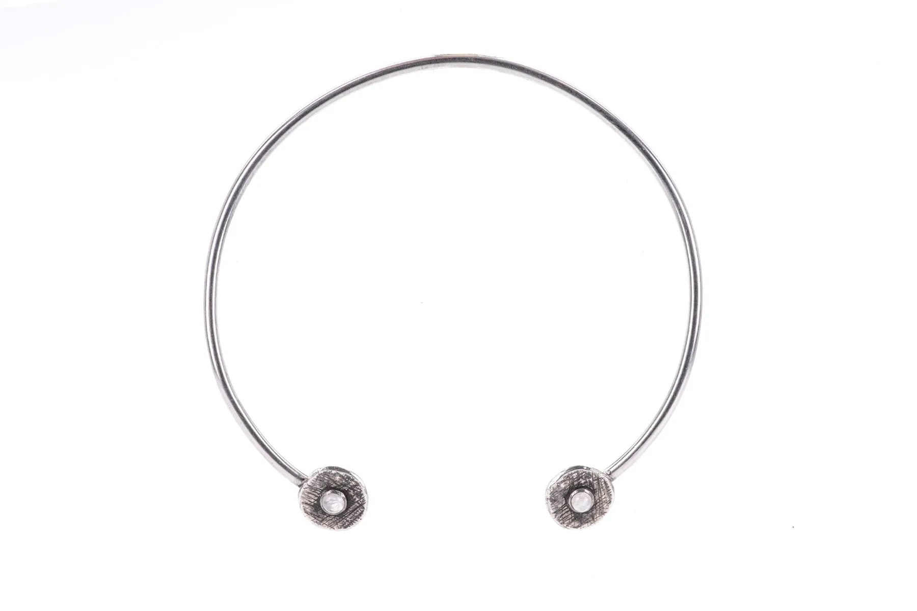 Large Circle Choker with Chain and Moonstone