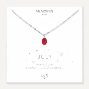 Memories: "JULY" | Ruby Necklace | White Gold-Plated