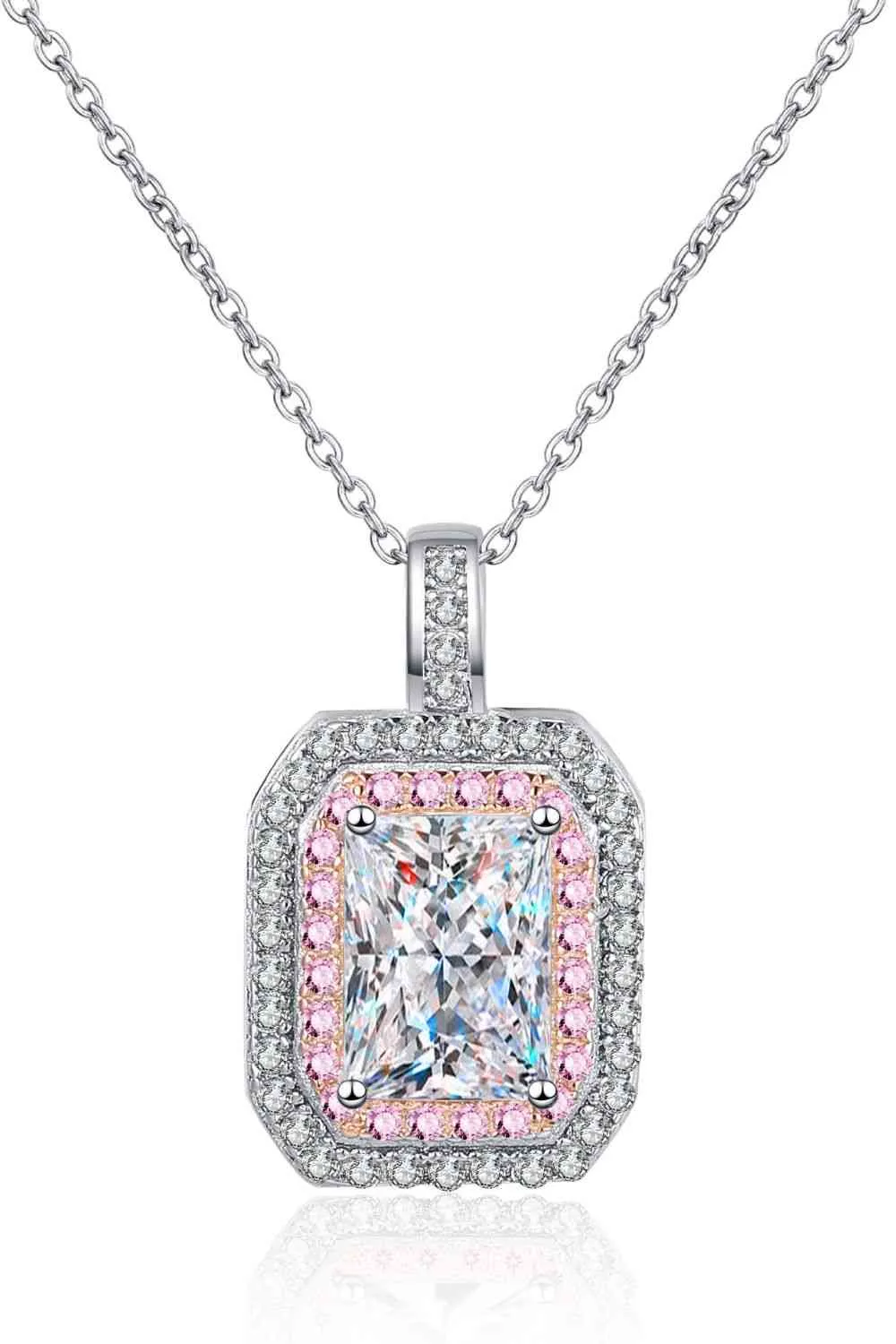 Moissanite Geometric Pendant Chain Necklace