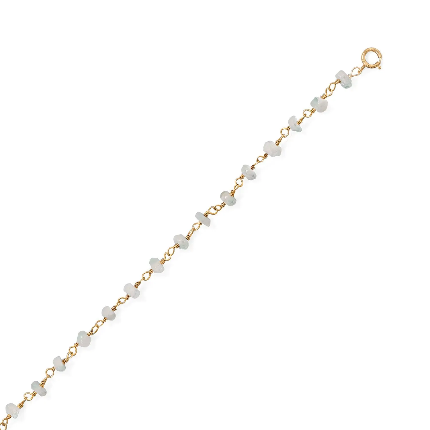 Moonlight Glow! 9.5"   1" 14 Karat Gold Plated Rainbow Moonstone Anklet