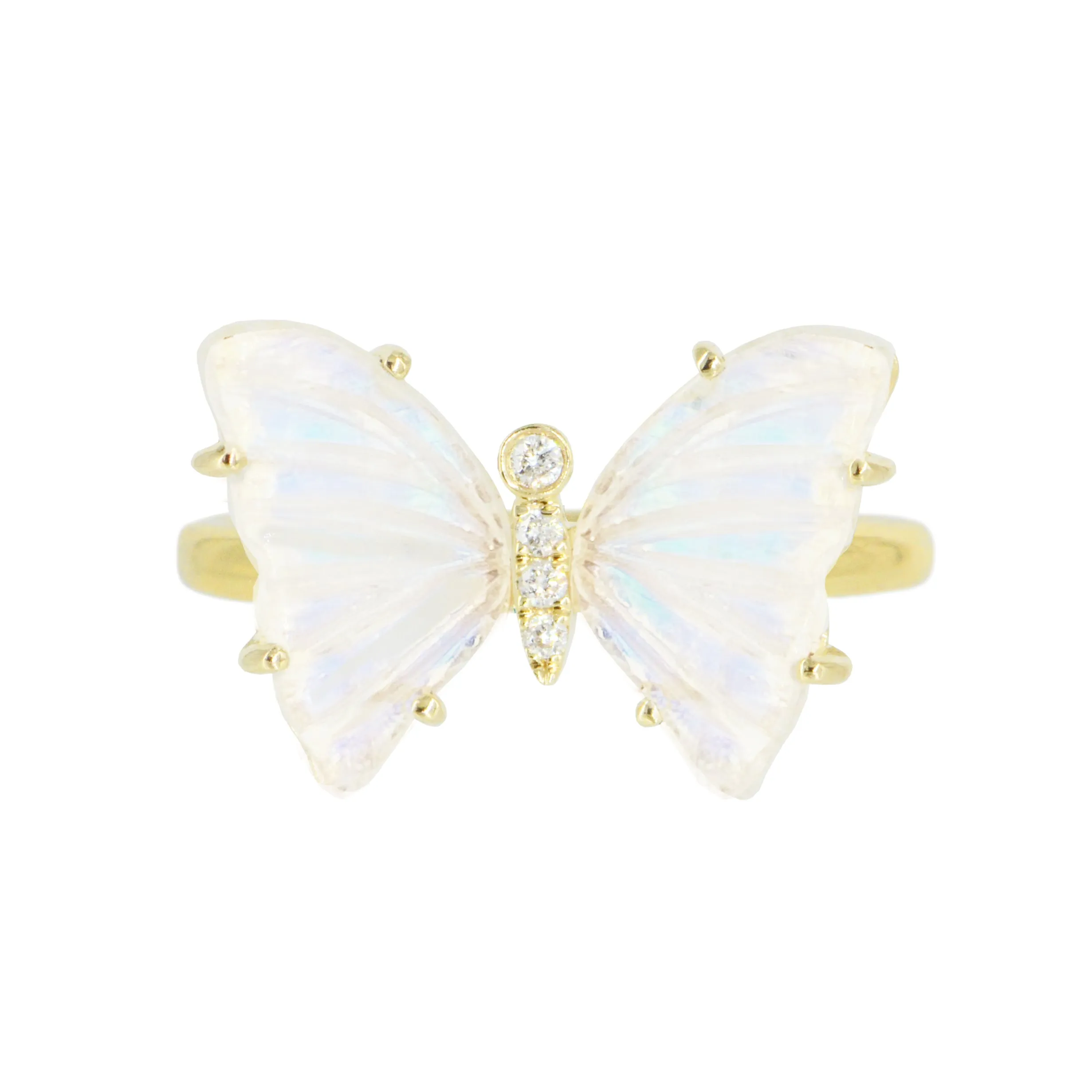 Moonstone Butterfly Ring With Diamonds