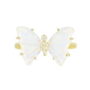 Moonstone Butterfly Ring With Diamonds