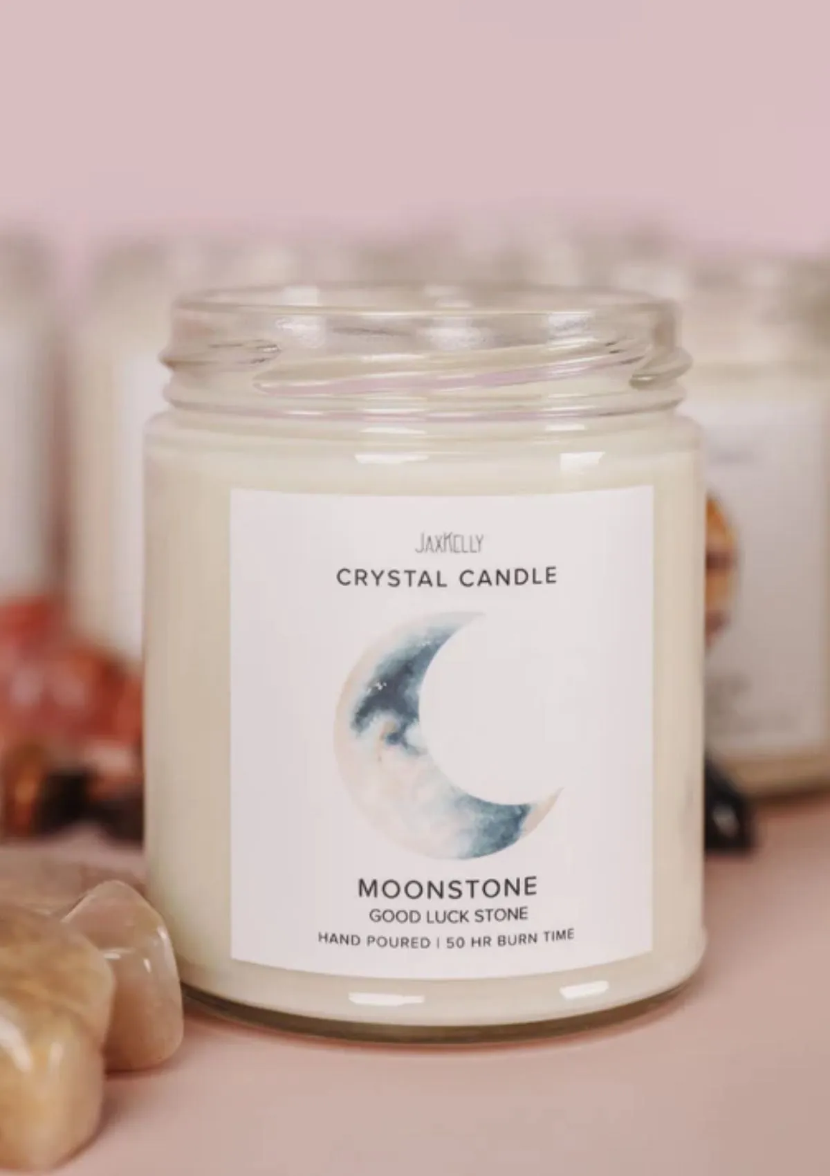 Moonstone Crystal Candle