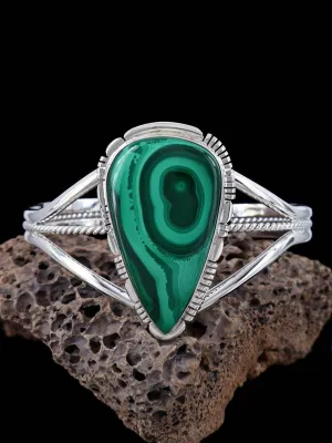 Native American Malachite Sterling Silver Cuff Bracelet