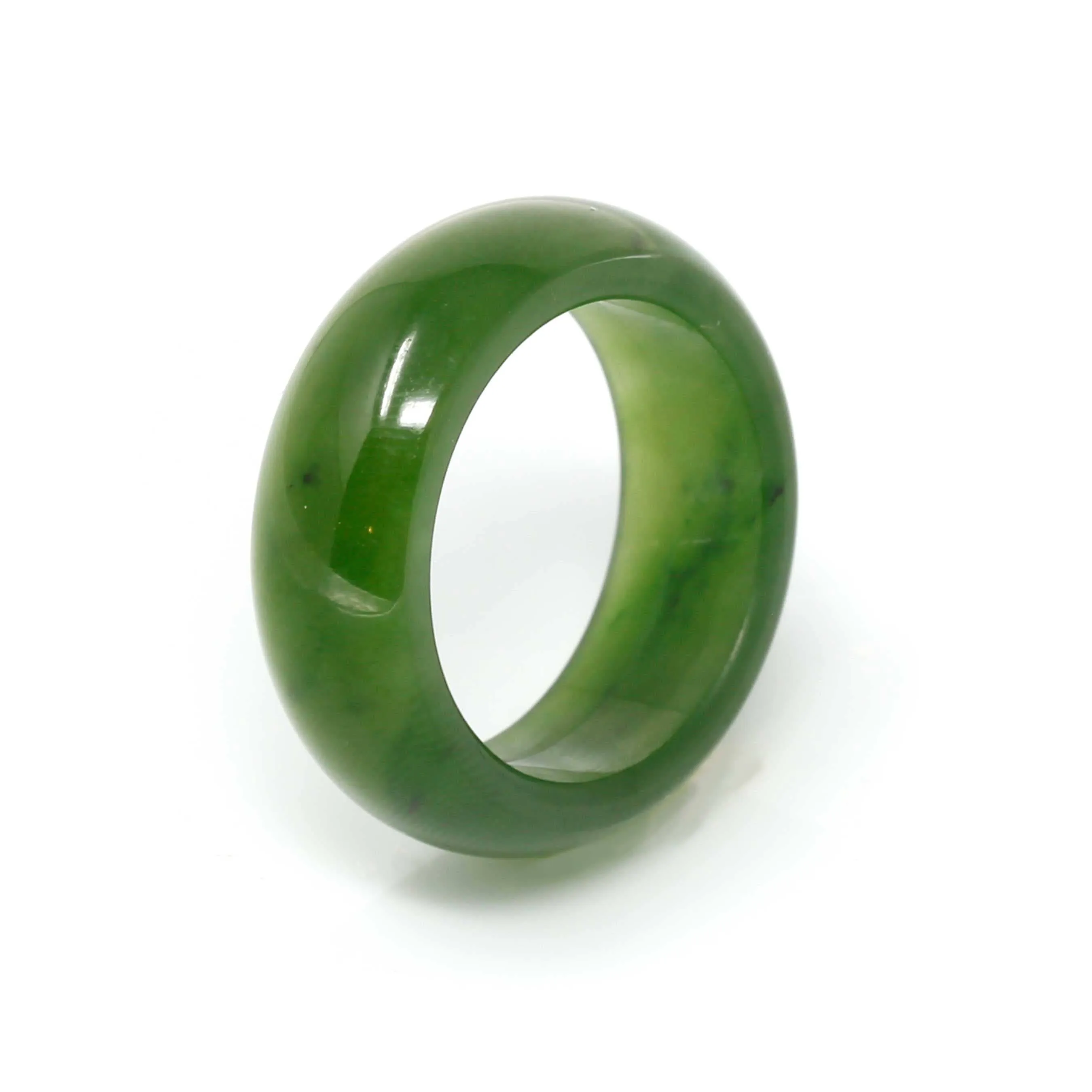 Natural Forest Green Nephrite Jade Band Ring