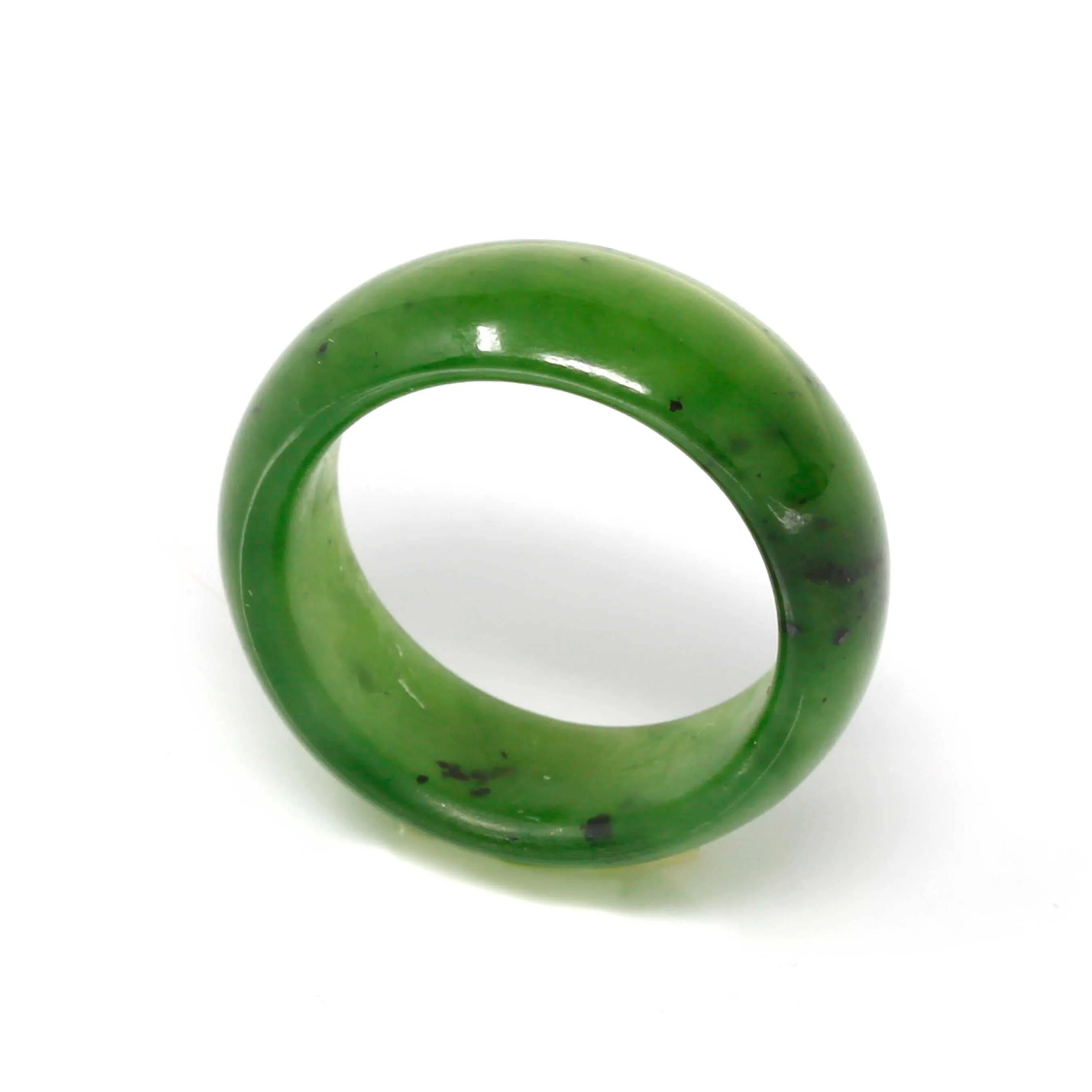 Natural Forest Green Nephrite Jade Band Ring