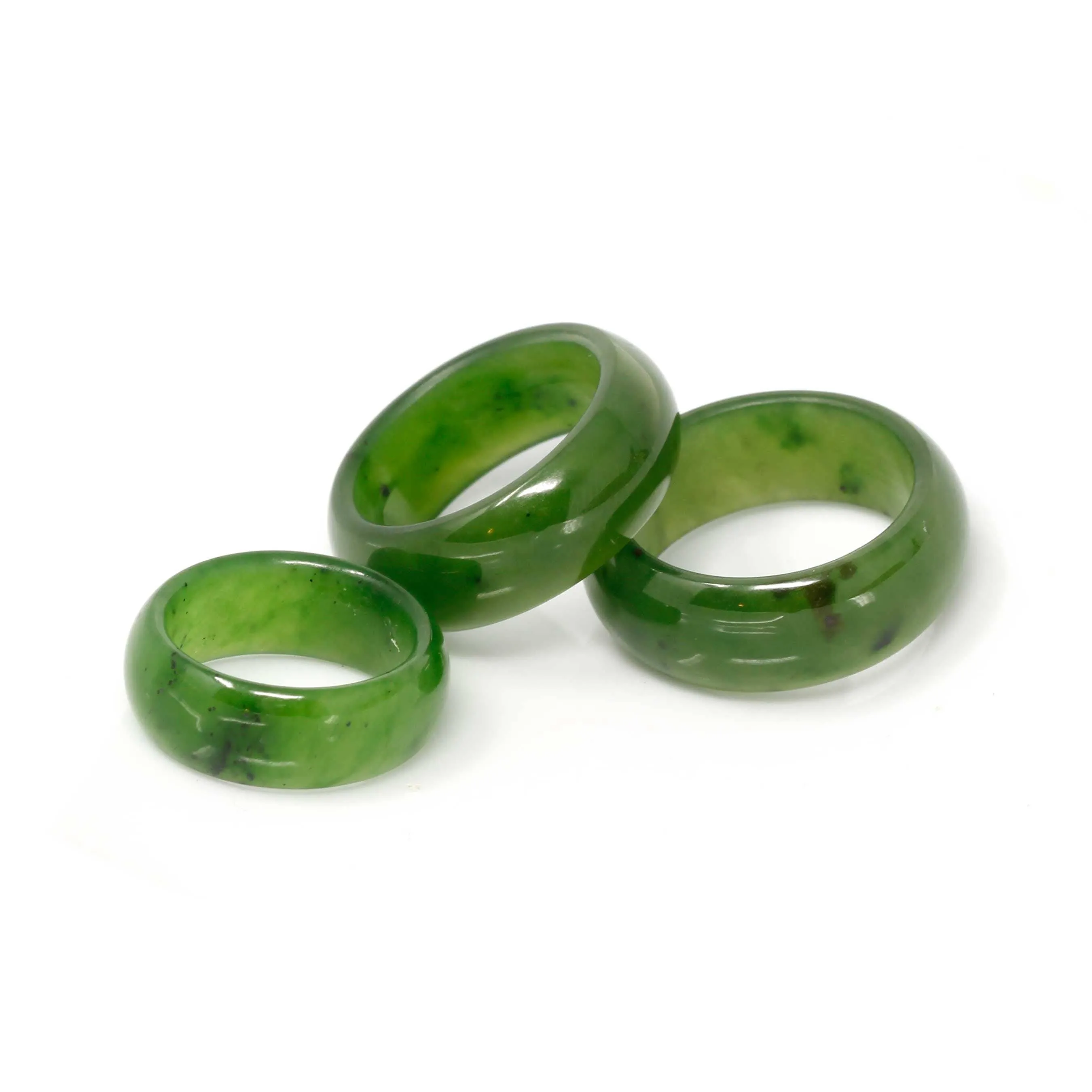 Natural Forest Green Nephrite Jade Band Ring