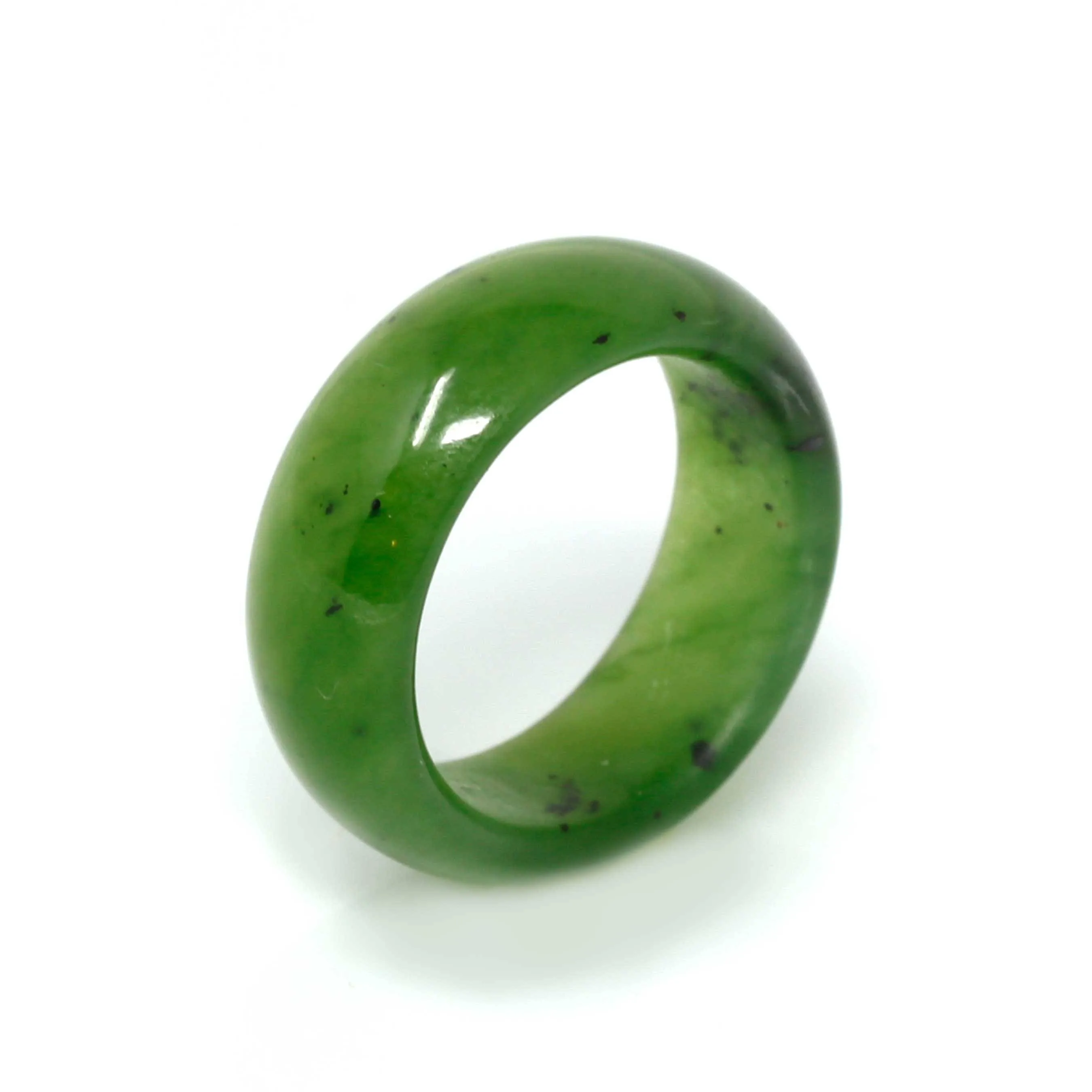 Natural Forest Green Nephrite Jade Band Ring