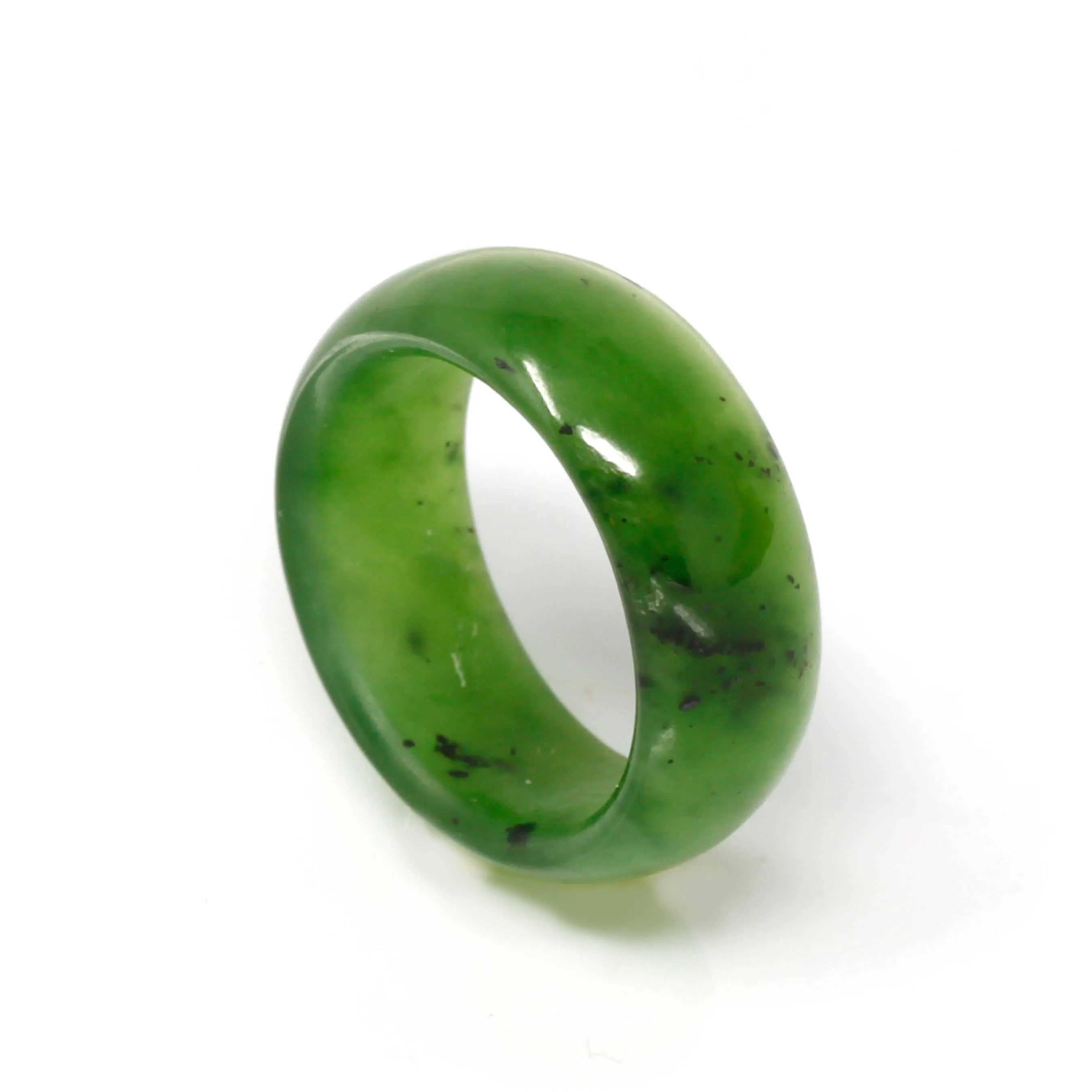 Natural Forest Green Nephrite Jade Band Ring