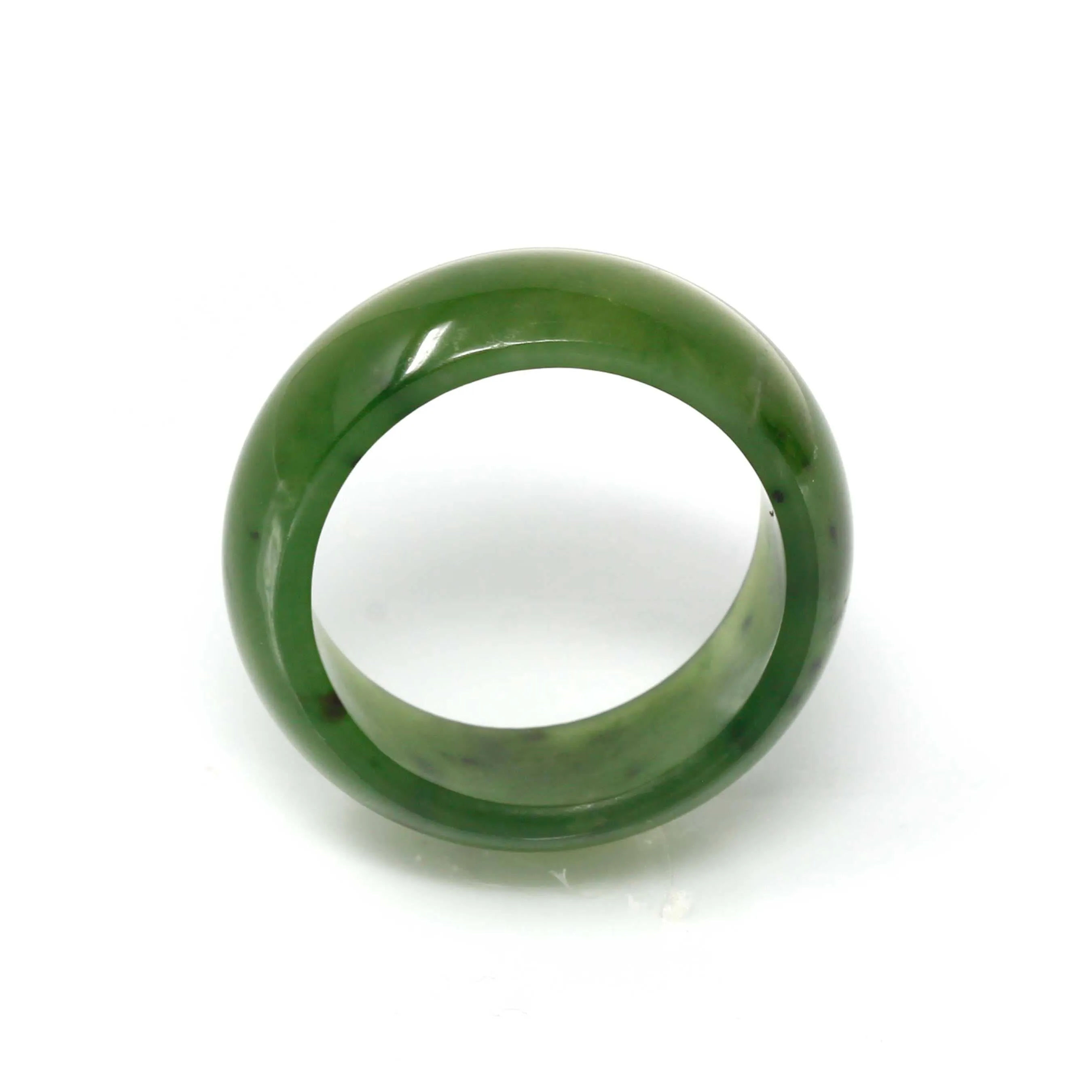 Natural Forest Green Nephrite Jade Band Ring