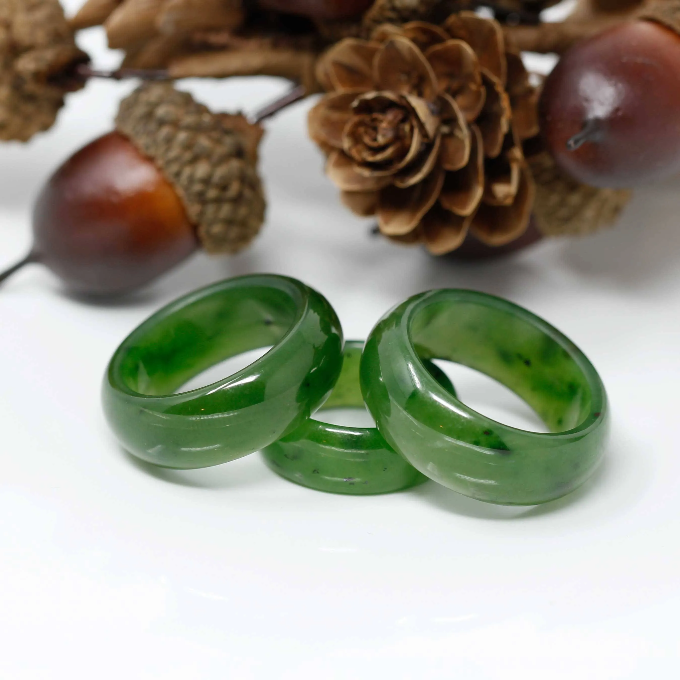 Natural Forest Green Nephrite Jade Band Ring