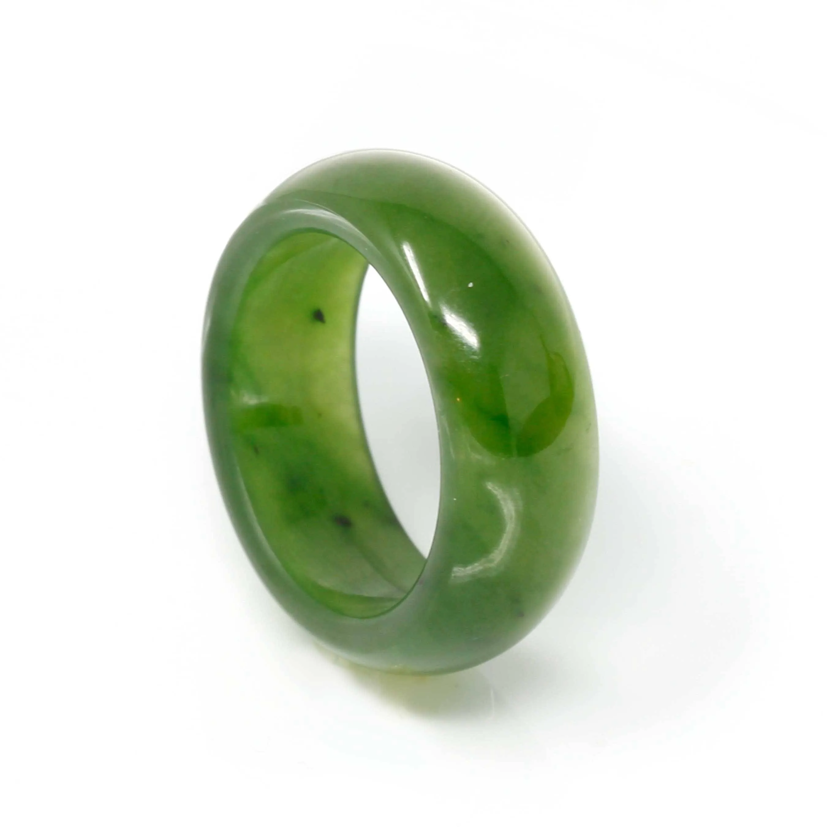 Natural Forest Green Nephrite Jade Band Ring