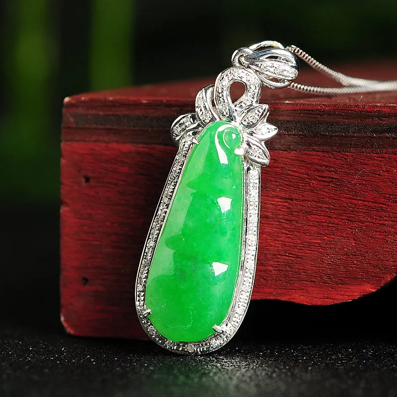 Natural Jade Pendant Jadeite Gold Pendant PT59