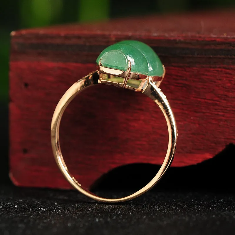 Natural Jade Ring Jadeite Gold Gourd Ring RG54