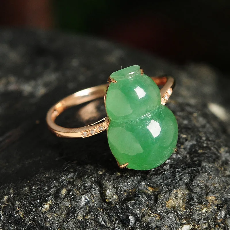 Natural Jade Ring Jadeite Gold Gourd Ring RG54