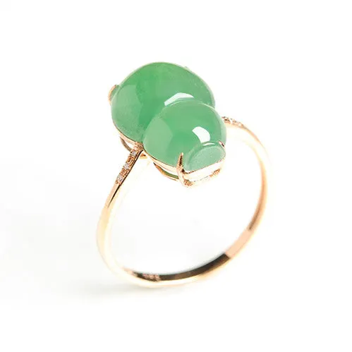 Natural Jade Ring Jadeite Gold Gourd Ring RG54