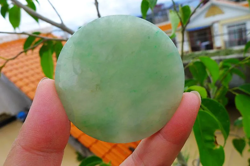 Natural Jade Rough Jadeite Raw (35g,5.25X5.25X0.45cm)