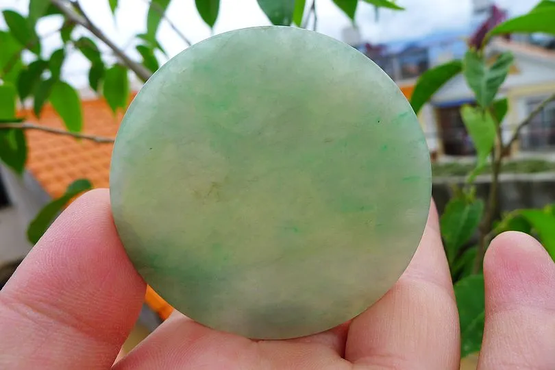 Natural Jade Rough Jadeite Raw (35g,5.25X5.25X0.45cm)