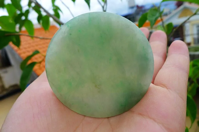 Natural Jade Rough Jadeite Raw (35g,5.25X5.25X0.45cm)