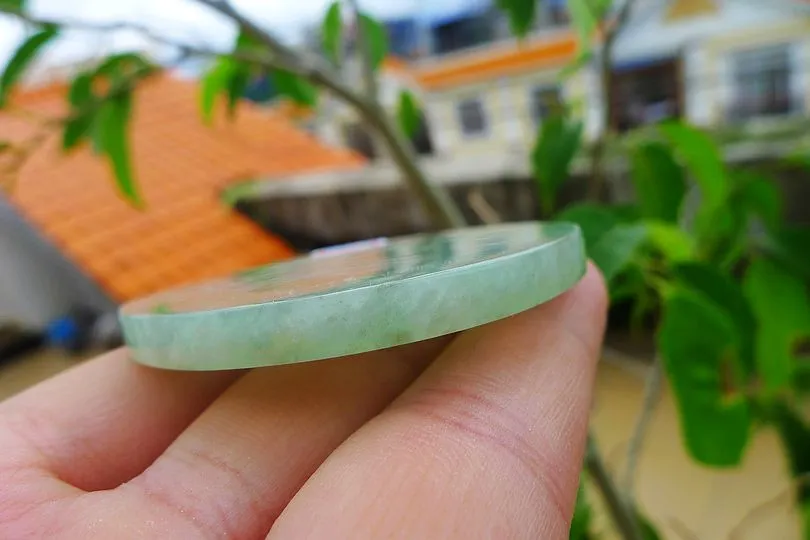 Natural Jade Rough Jadeite Raw (35g,5.25X5.25X0.45cm)