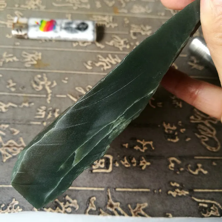 Natural Kunlun Jade Rough Nephrite Raw (504g, 11.5X10X2cm)