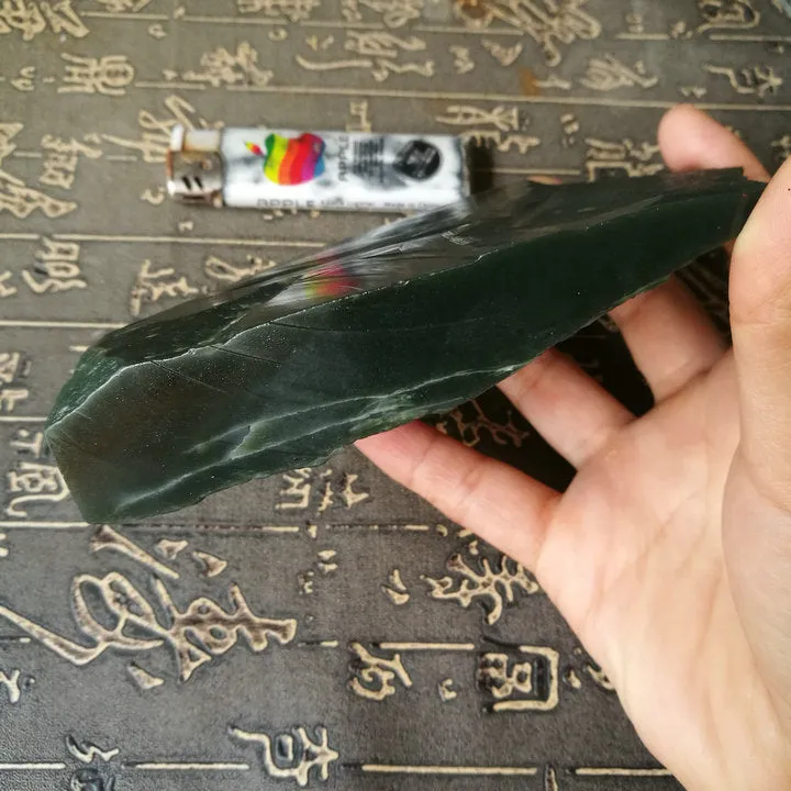 Natural Kunlun Jade Rough Nephrite Raw (504g, 11.5X10X2cm)