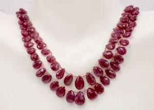 Natural Ruby DIY Jewelry Ruby Jewelry Ruby Unfinished Necklace July Birthstone  Ruby Beads Briolette Drops Strand 8-10 inches  SKU: 111297