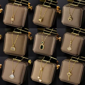 New Design Sense Luxury Zircon Crystal Stainless Steel Necklaces For Women Korean Fashion Sweet Sexy Ladies Neck Chain Jewelry