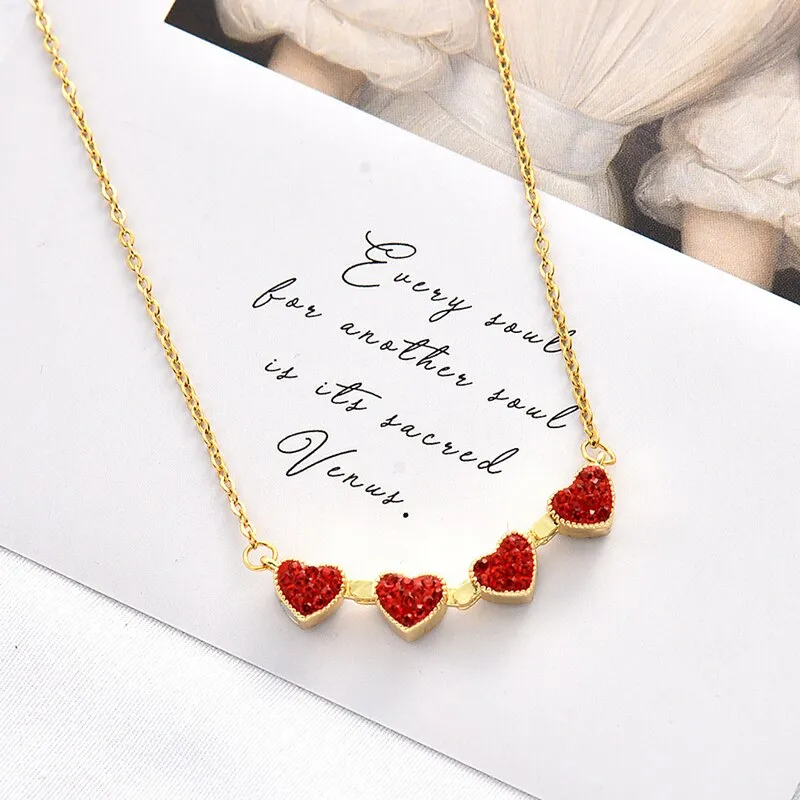 New Design Sense Luxury Zircon Crystal Stainless Steel Necklaces For Women Korean Fashion Sweet Sexy Ladies Neck Chain Jewelry