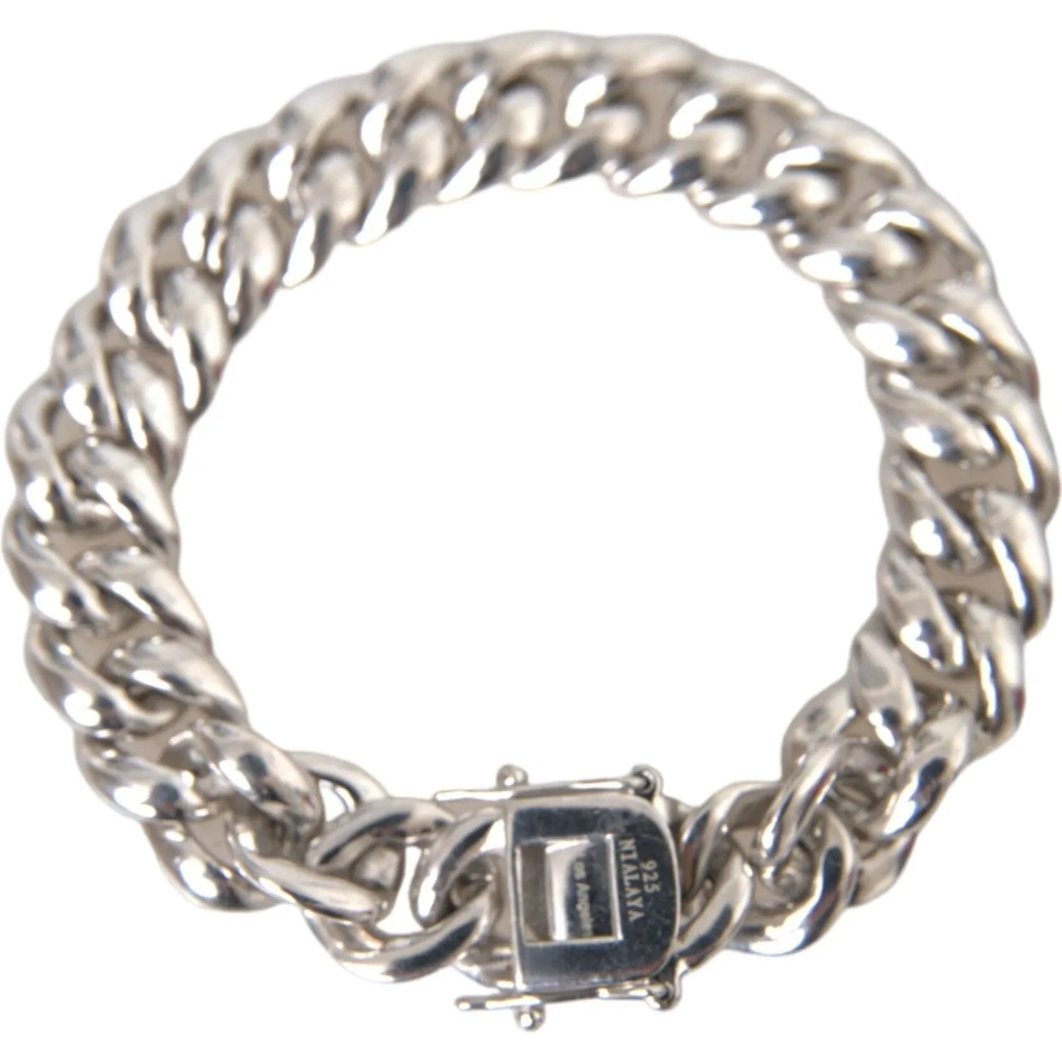 Nialaya Solid Heavy Curb Link 925 Sterling Silver Bracelet Men