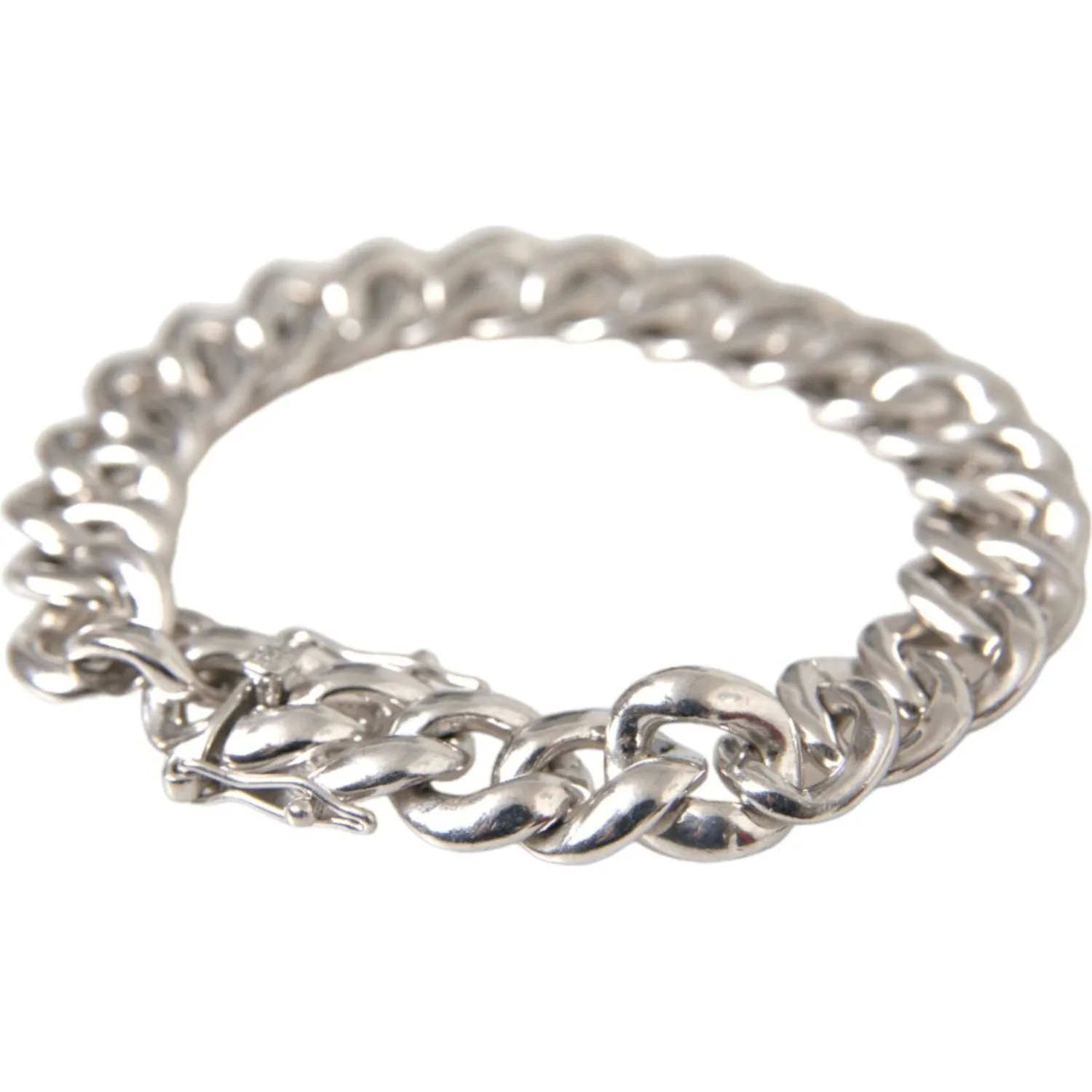 Nialaya Solid Heavy Curb Link 925 Sterling Silver Bracelet Men