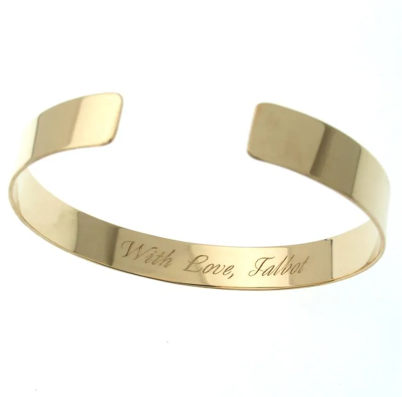 Old English Initials Engraved Gold Bracelet