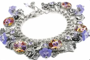 Pansy Amethyst Charm Bracelet